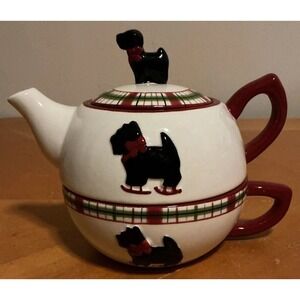 Global Design Connections Katie Williams, Scottie Terrier Teapot‎ And Cup,